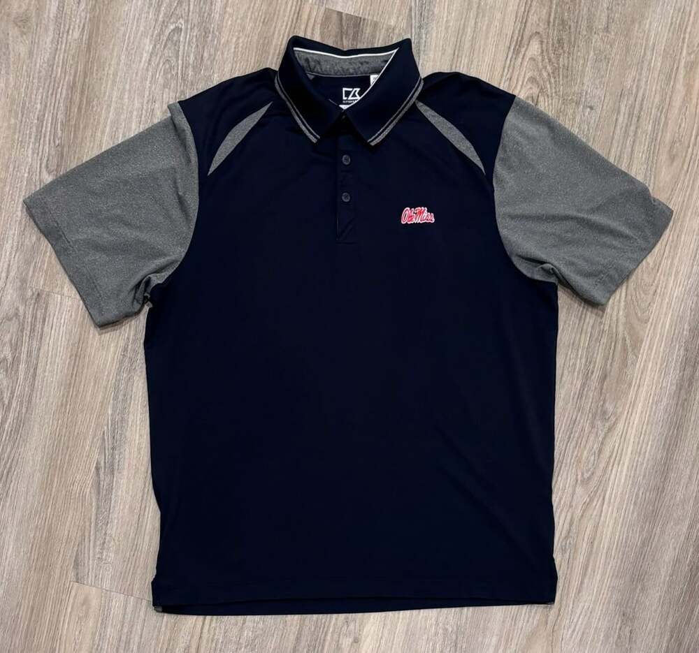 Cutter & Buck Ole Miss Rebels Polo Shirt XL Navy Gray
